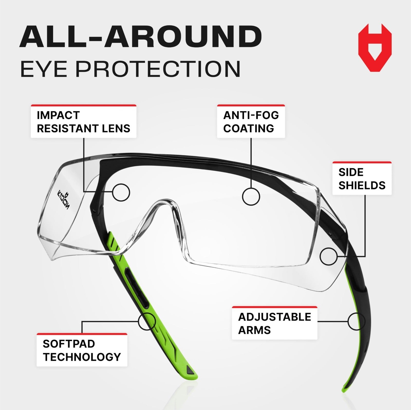 Anti Fog Safety Glasses Over Glasses   Scratch Resistant, UV Protection, Adjusta4