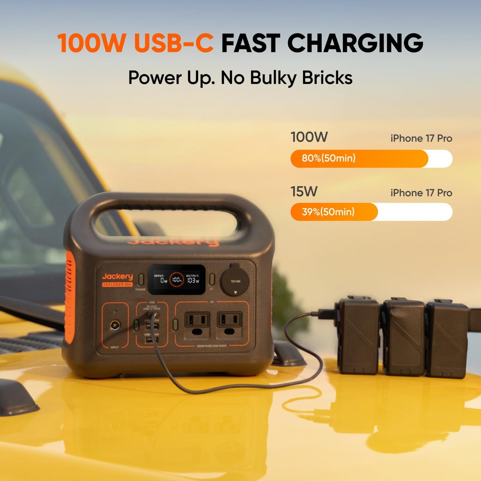 Portable Solar Generator 300W, 292Wh LiFePO4 Battery & 100W Solar Panel for RV,5