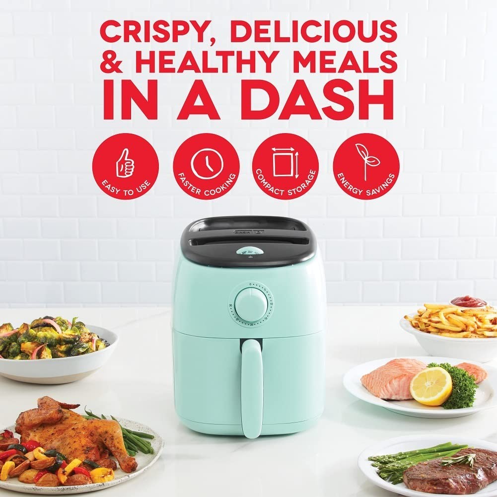 Compact Air Fryer with Adjustable Temperature Control - 2.6 Quarts - Nonstick Ba3