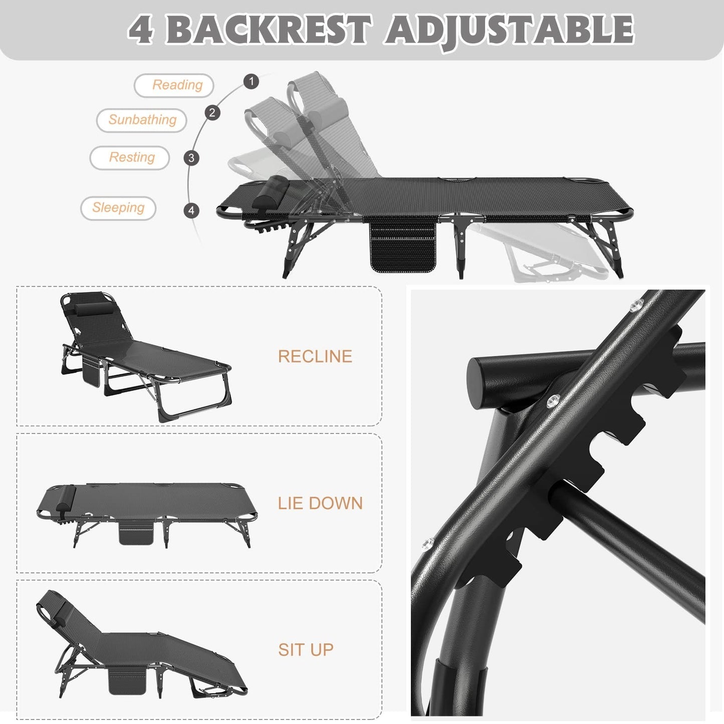 Extra Wide 28" Folding Camping Cot for Adults   Heavy Duty, 440 lbs Capacity, Qu6