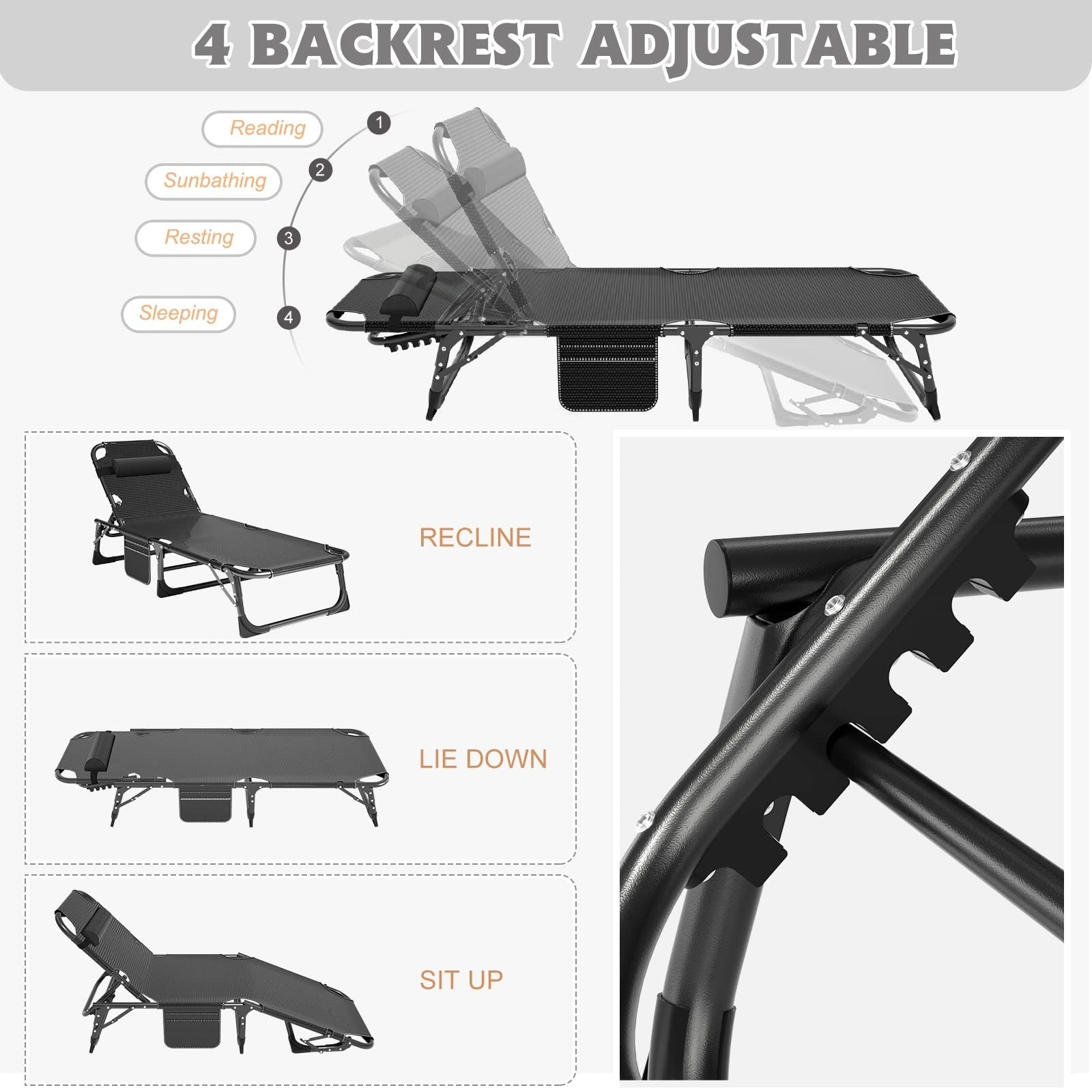 Extra Wide 28" Folding Camping Cot for Adults   Heavy Duty, 440 lbs Capacity, Qu6