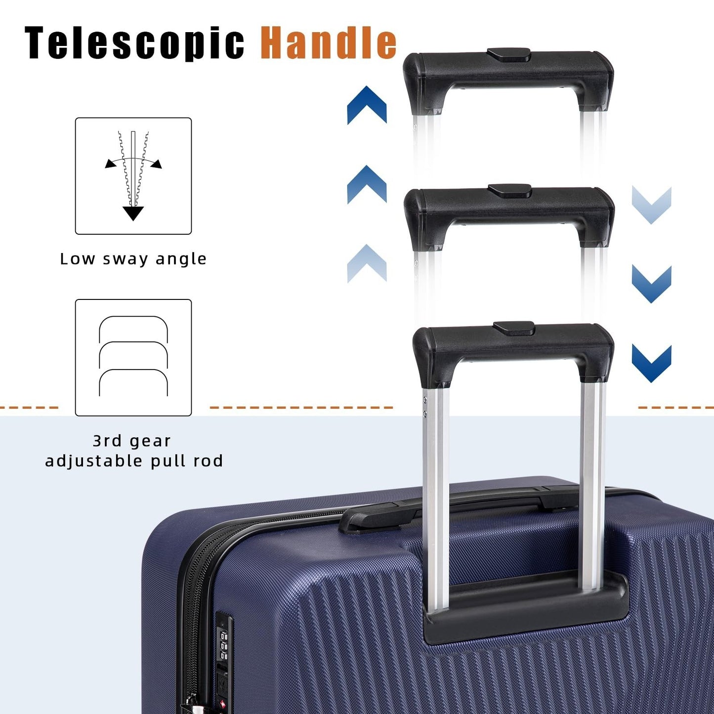 3-Piece Airline Approved Hardcase Luggage Set - 20" Deep Blue, Scratch Resistant4
