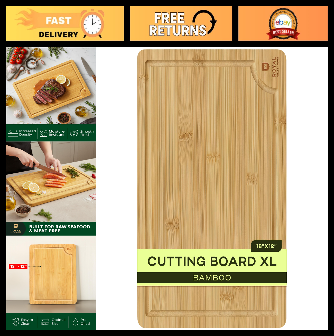 Wooden Cutting Boards Set   Bamboo Kitchen Prep & Serving Board with Juice Groov0