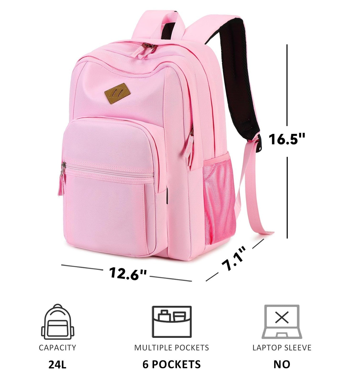 Solid Color Girls Backpack   Water Resistant School Bag for College & Travel   L5