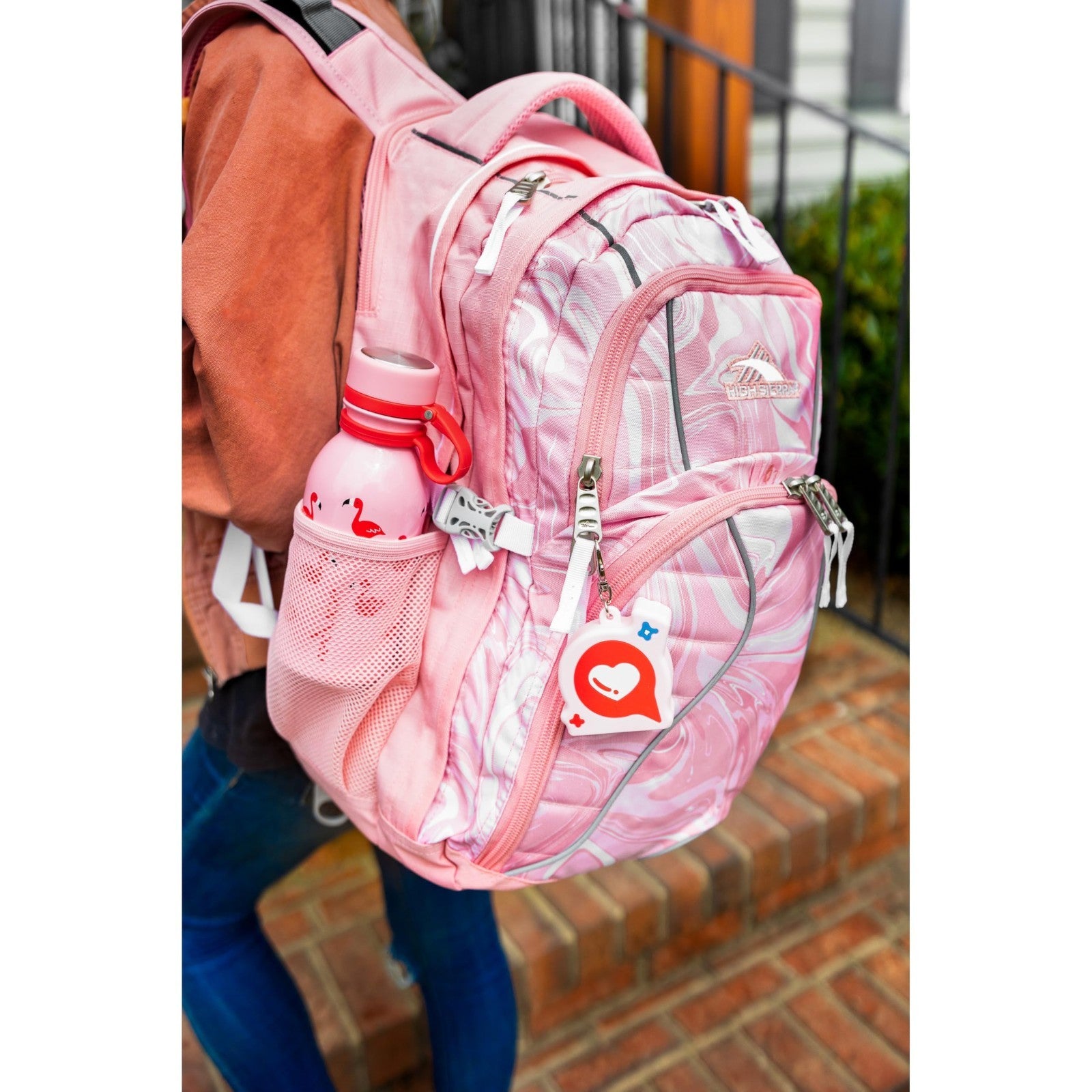 Stylish Pink Marble Daypack Backpack   Bubblegum Pink, One Size, Perfect for Sch2