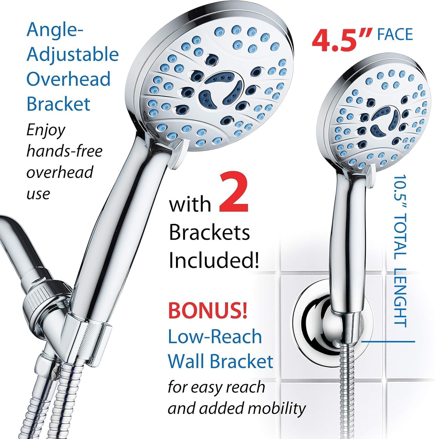 High Pressure 8 Mode Handheld Shower Head | Power Wash, Stay Clean Nozzles, 6ft7