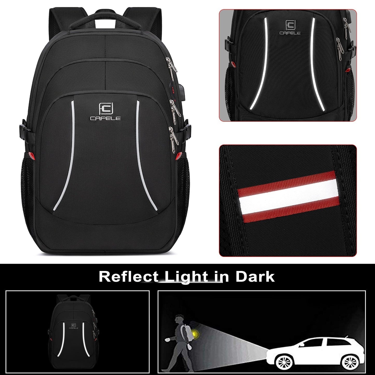 17.3" Laptop Backpack, USB Charging, Water Resistant, Sturdy School Rucksack, Ca4