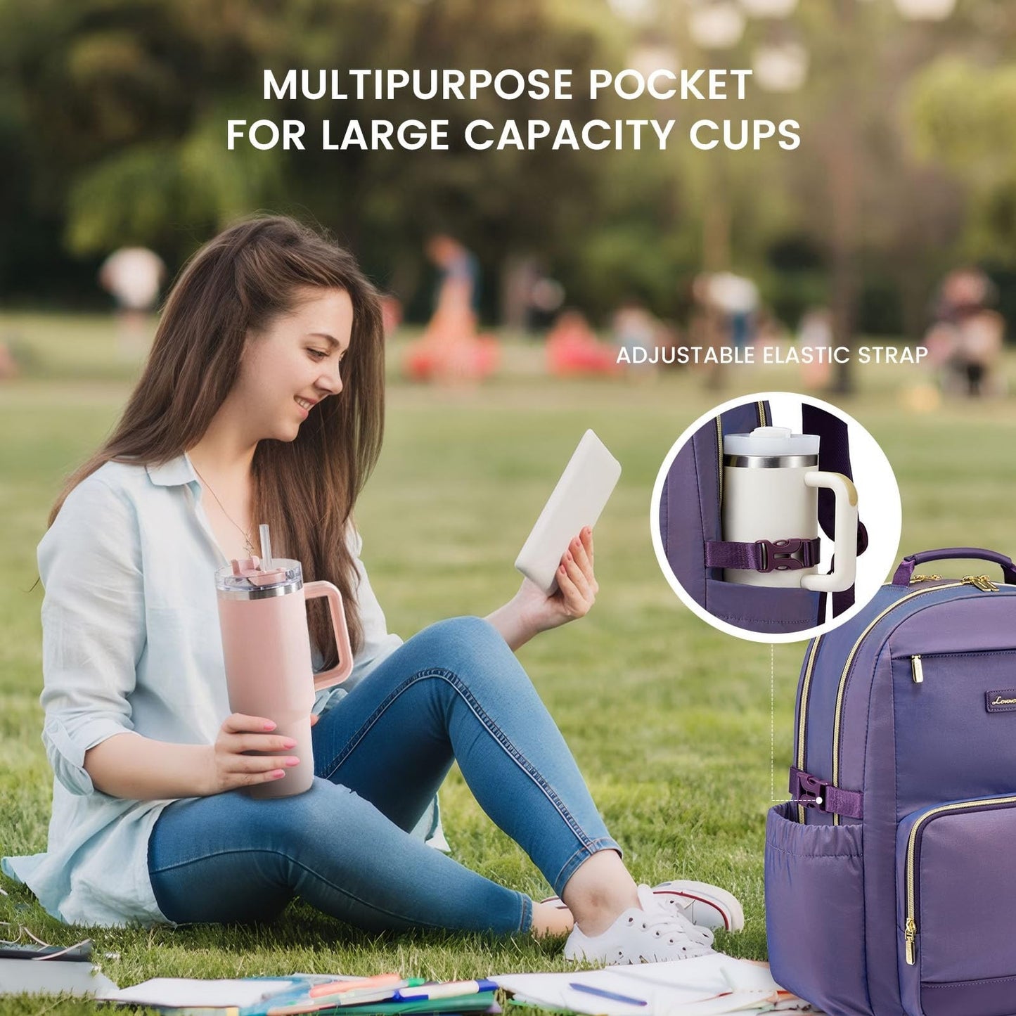Stylish Waterproof Laptop Backpack for Women, 15.6" Computer Bag, Large Capacity2
