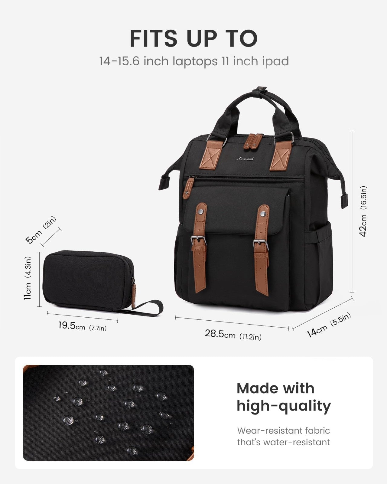 Stylish Waterproof Laptop Backpack for Women, 15.6" with Tumbler Holder, Travel3