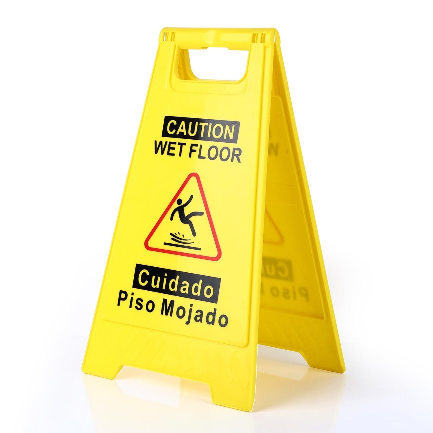 Caution Wet Floor Sign   17.5" Double Sided A Frame, Bright Yellow, Bilingual Sa1