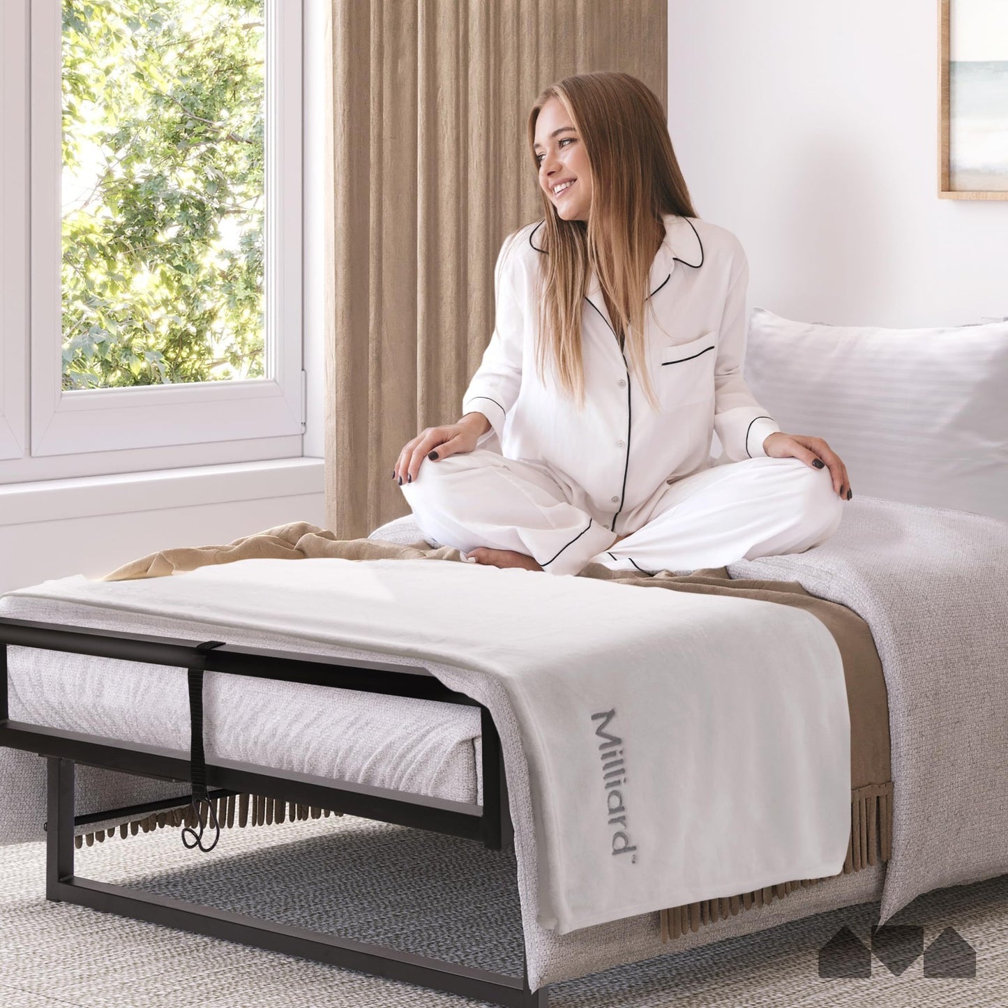 Deluxe Twin Folding Bed with Mattress, Portable Rollaway Bed, Bonus Pillow & Bla2
