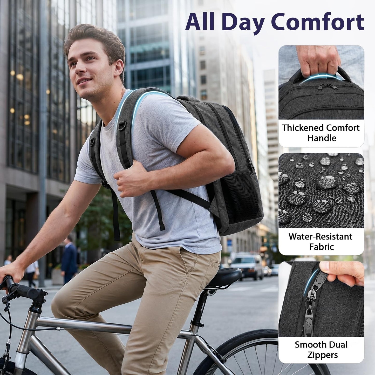 Large Laptop Backpack for Work & College, 17 Inch Computer Bookbag, Travel Bag7