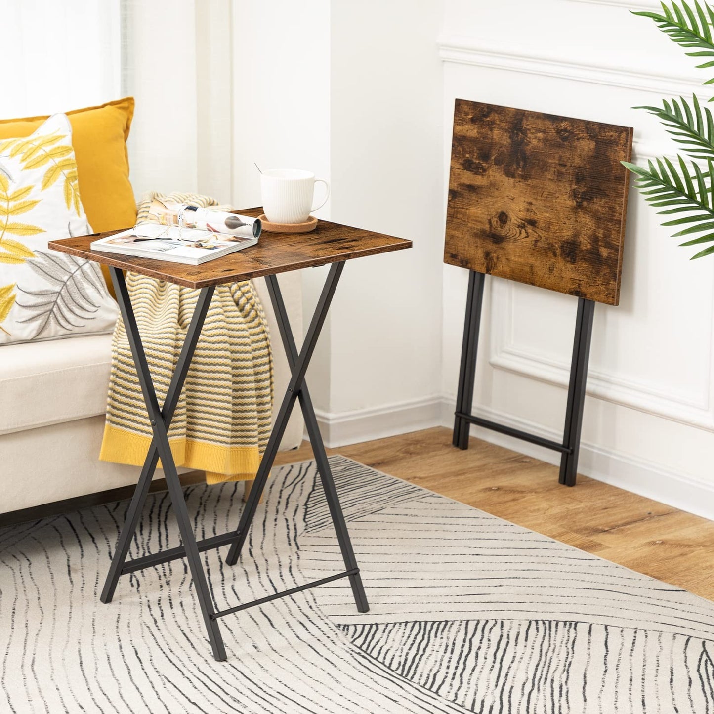 Folding TV Tray Tables Set of 2 - Space-Saving Snack Tables for Small Spaces8