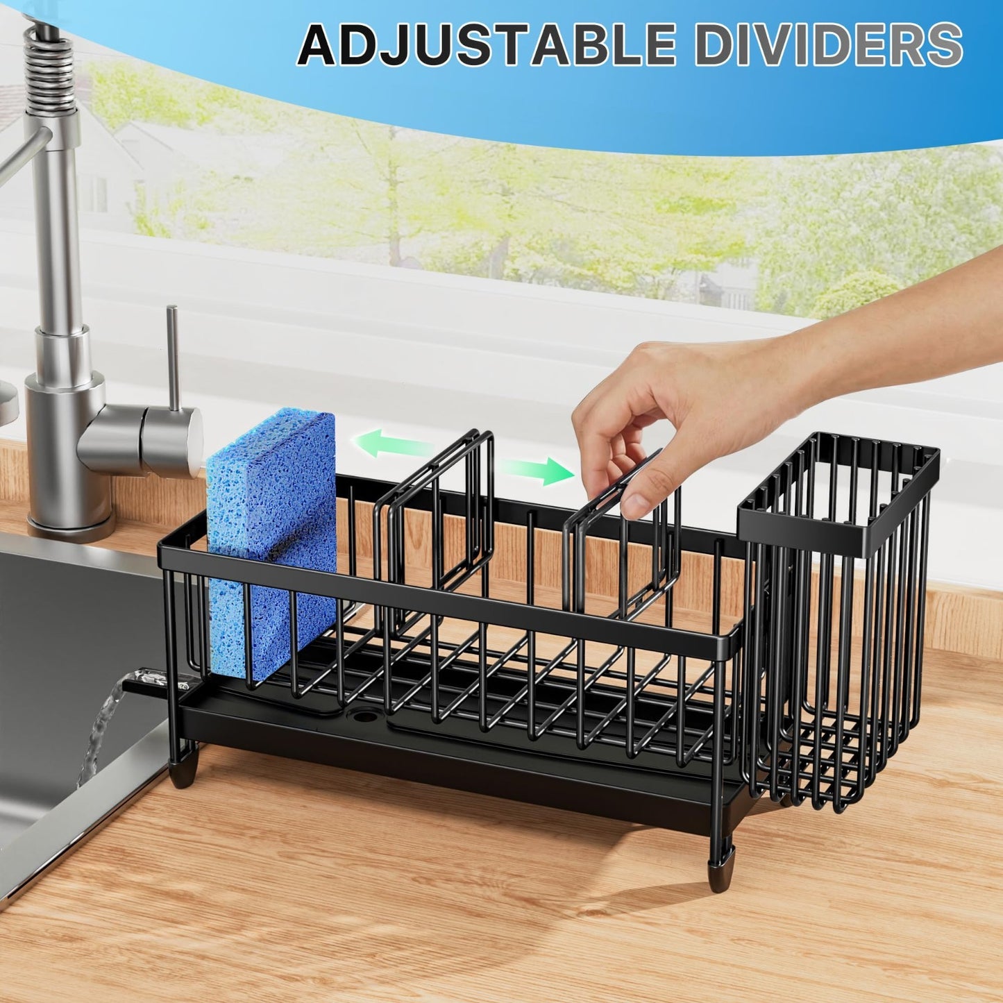 Kitchen Sink Organizer Caddy, Rustproof 304 Stainless Steel Sponge Holder, Count3