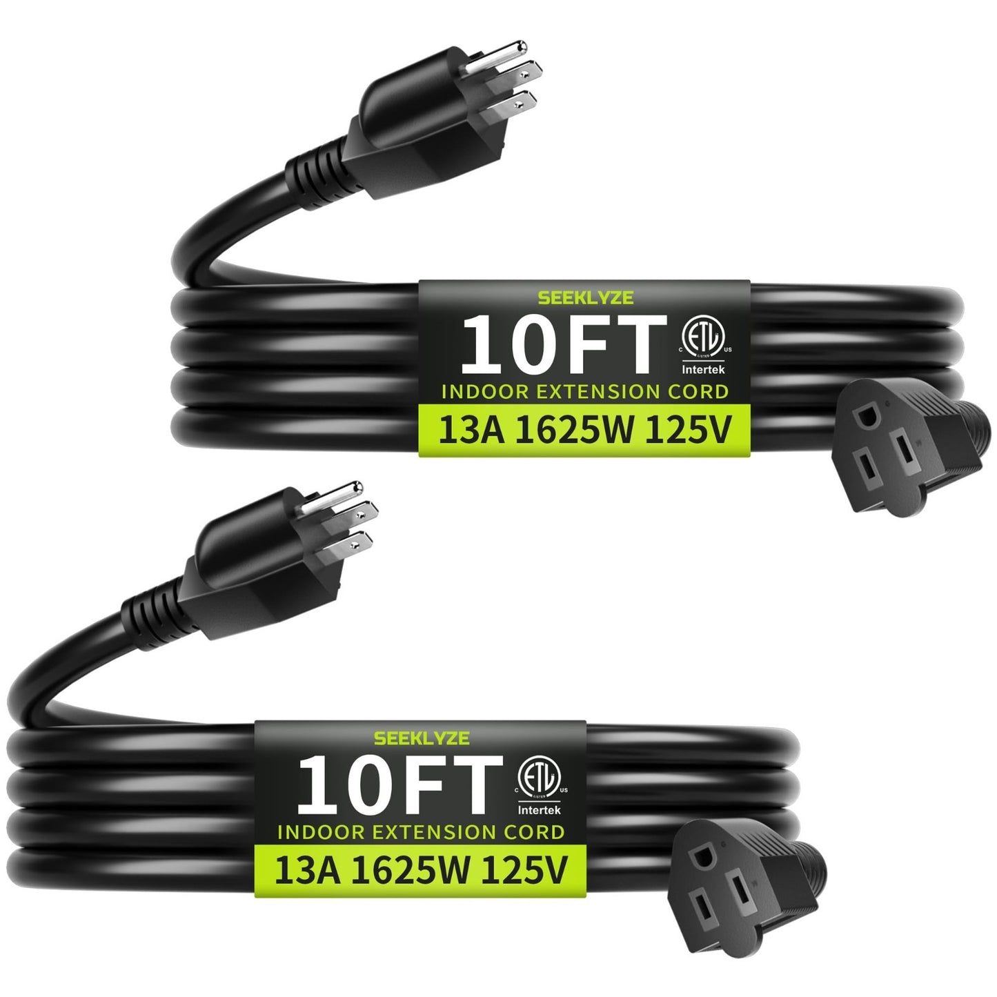 10 FT 16/3 Black Extension Cord (2 Pack)   Heavy Duty Indoor Power Cable for App1