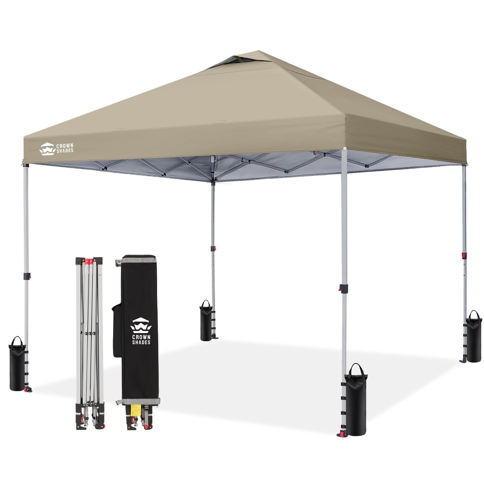 12x12 Pop Up Canopy Tent   Easy Setup, Beige Sun Shade for Events, Parties, Camp1