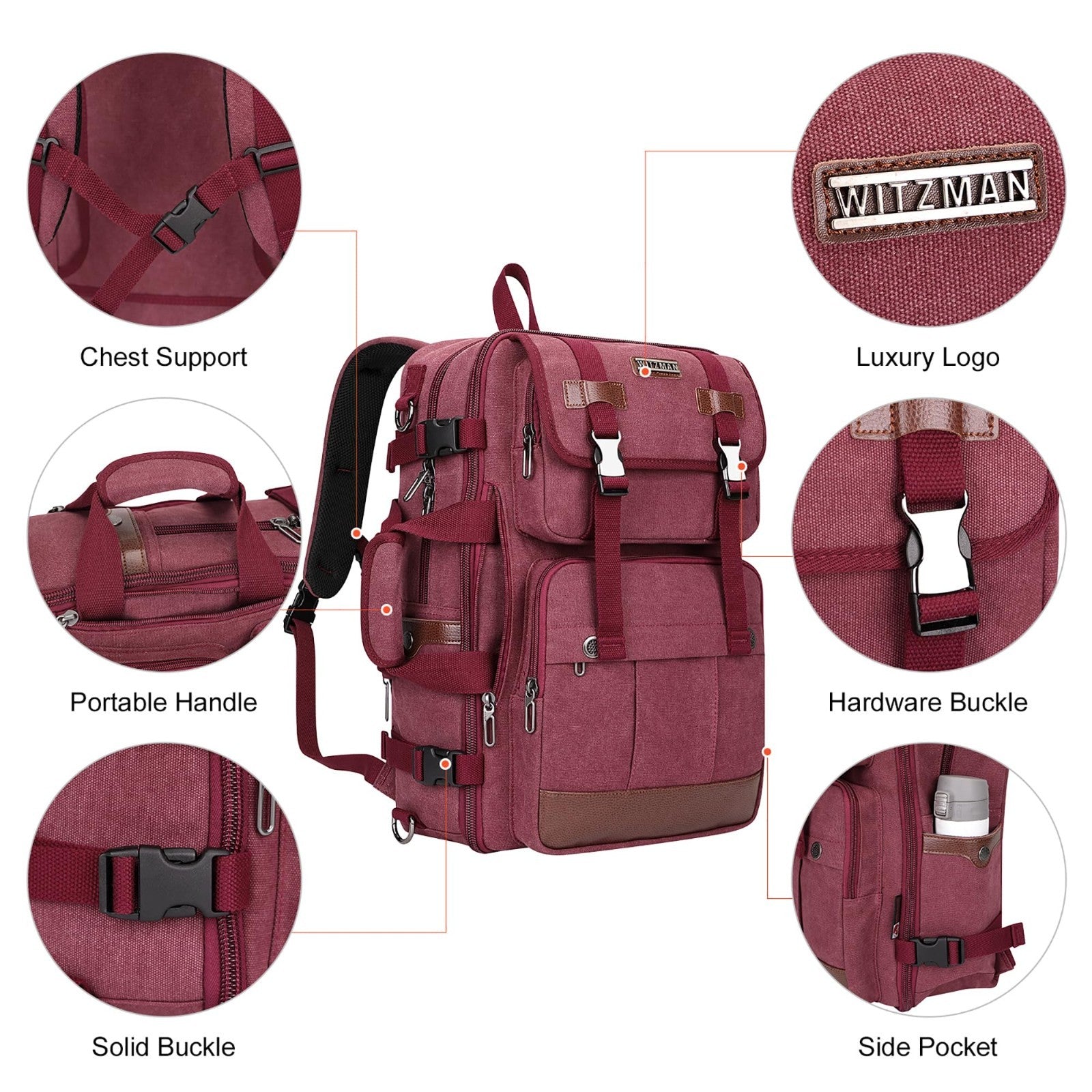 Large Canvas Travel Backpack for Women, 16 Inch Laptop Compatible, Stylish & Dur7