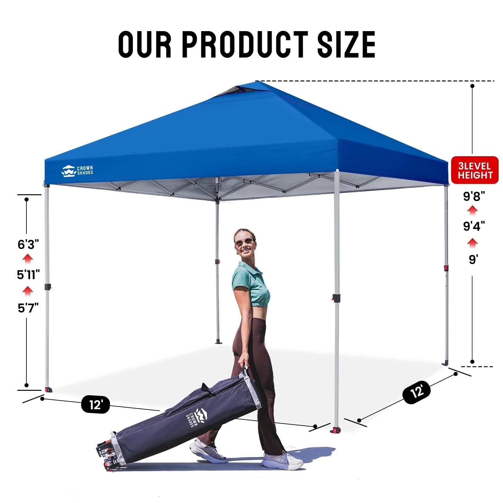 12x12 Pop Up Canopy Tent   Easy Setup Outdoor Sun Shade for Events, Parties, Cam2