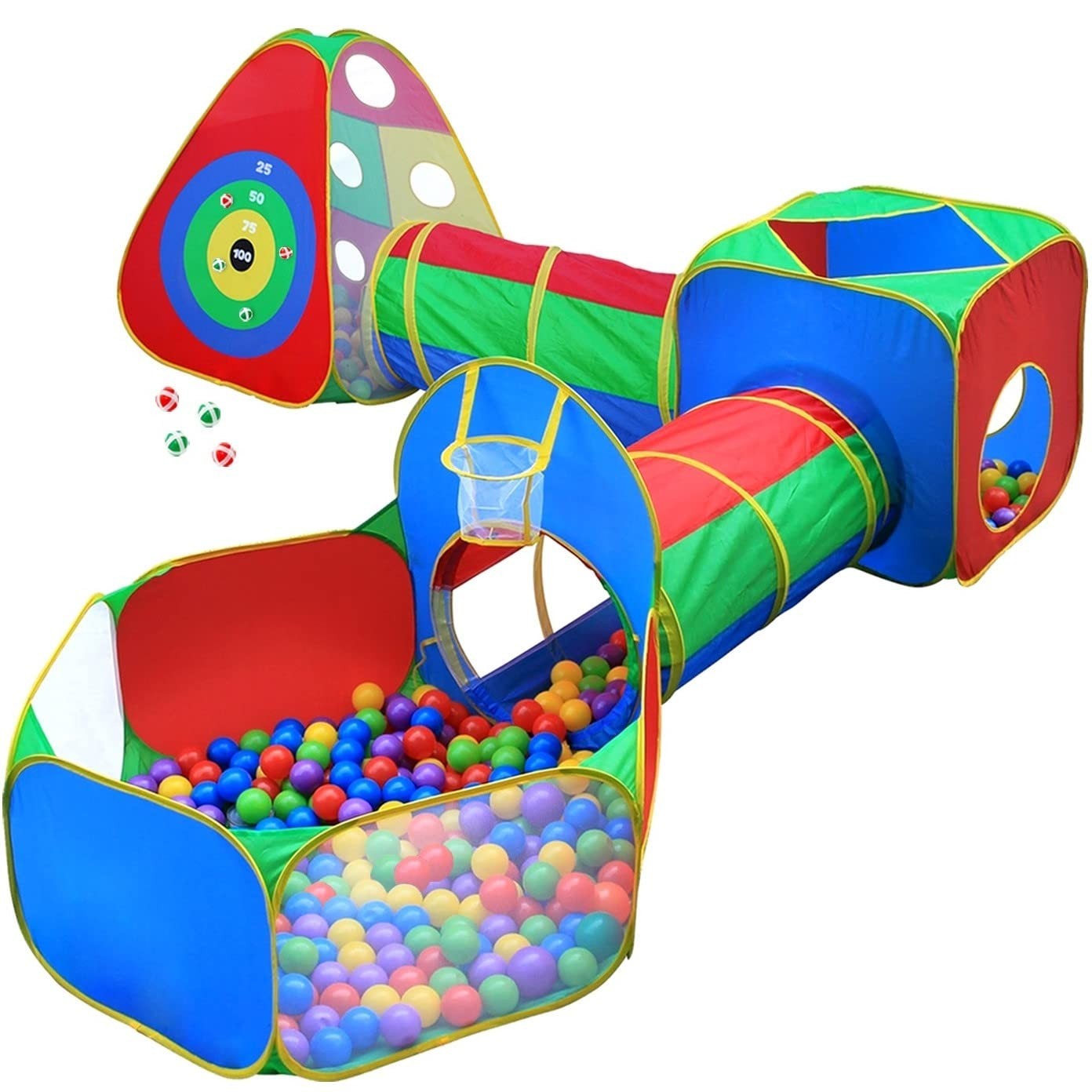 5pc Kids Ball Pit Tents & Tunnels Set, Toddler Play Gym with Crawl Tunnel, Indoo1