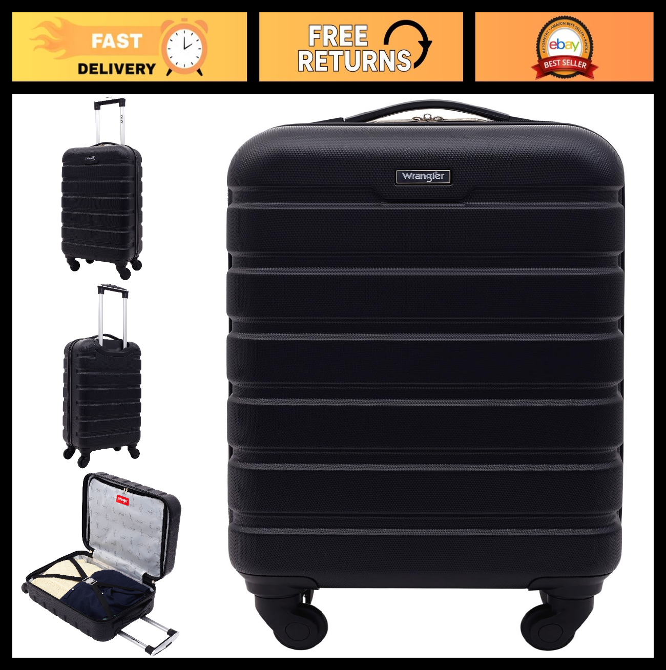 20" Hardside Spinner Carry-On Luggage - Lightweight, Durable, Travel Bag, Black0