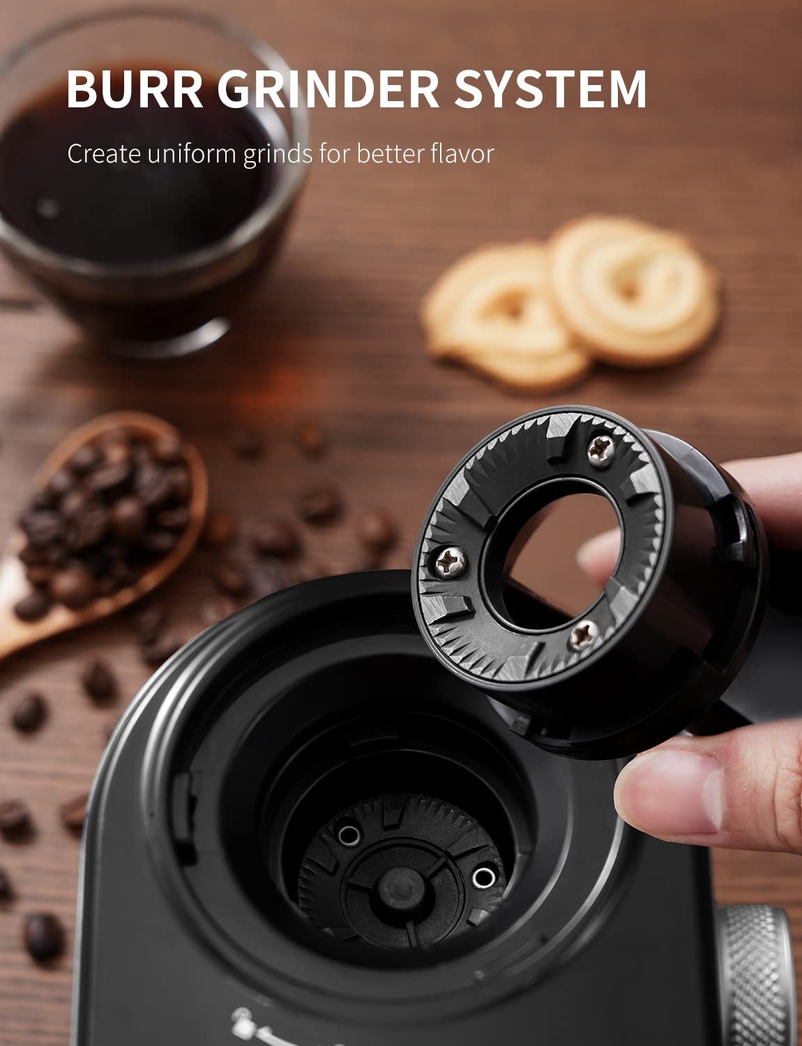 Electric Burr Coffee Grinder   One Touch Automatic Bean Grinder for Espresso & F3