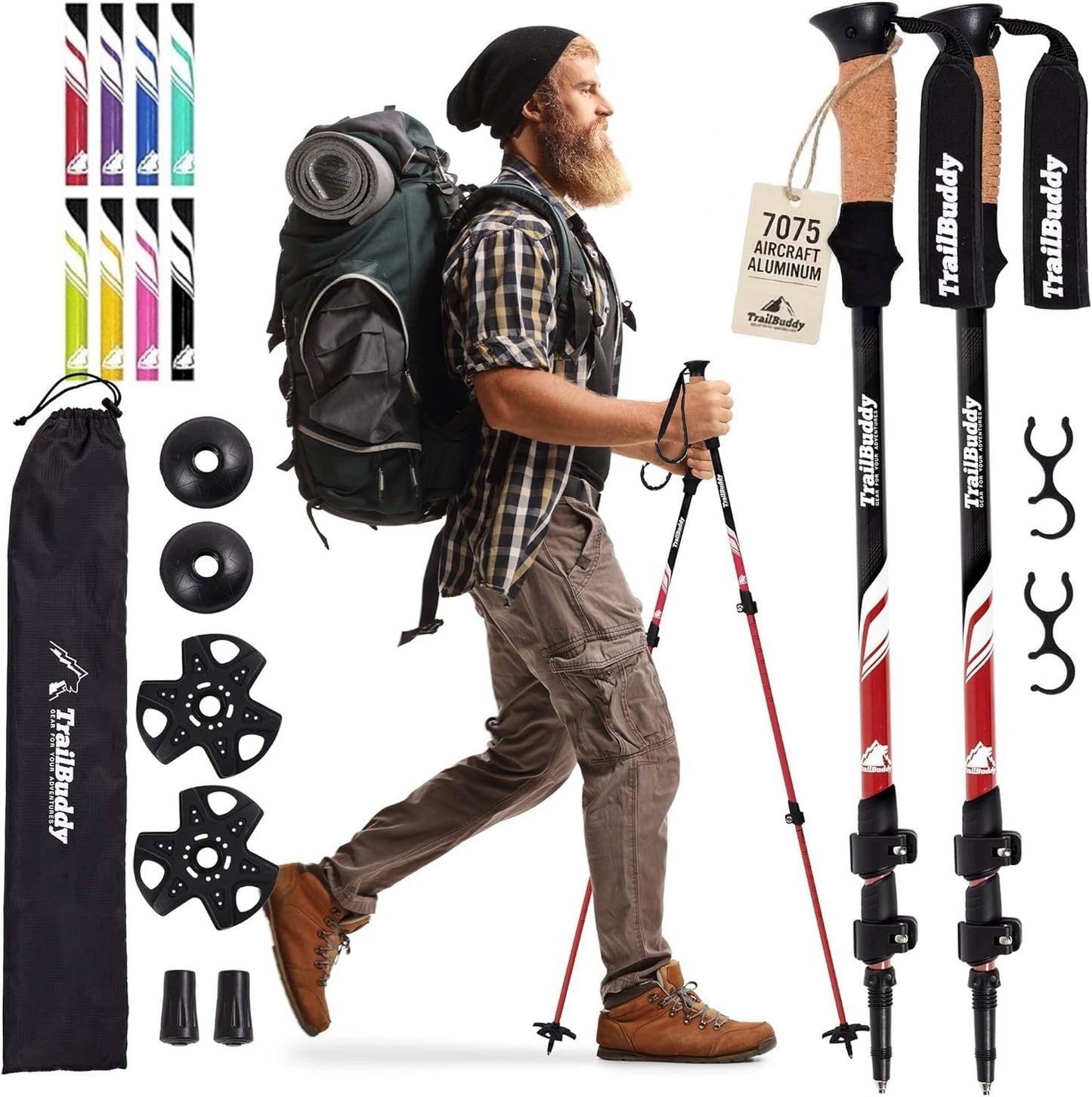 Lightweight Collapsible Trekking Poles - Aluminum Hiking Sticks for Travel & Tra1