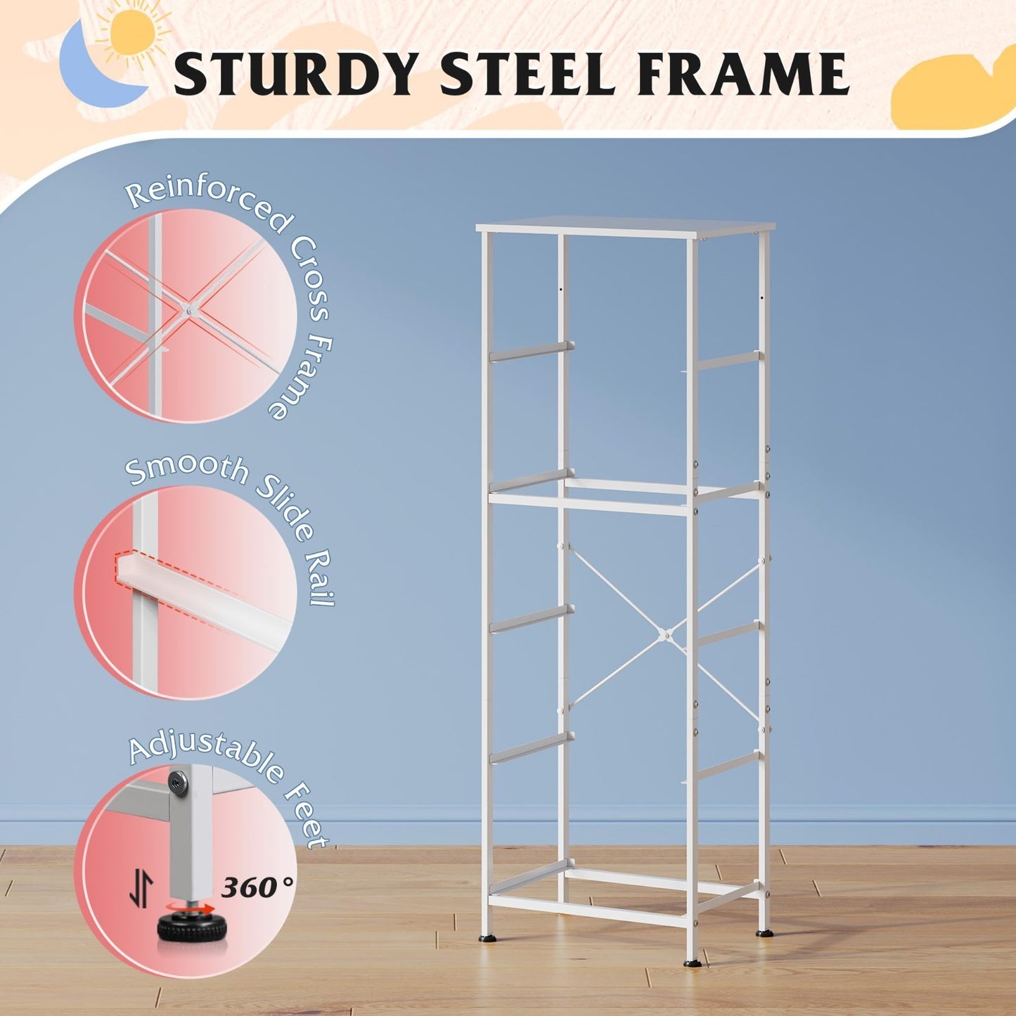 Tall Dresser for Bedroom - 5 Drawer Vertical Fabric Chest, Tie-Dye Design, Space6