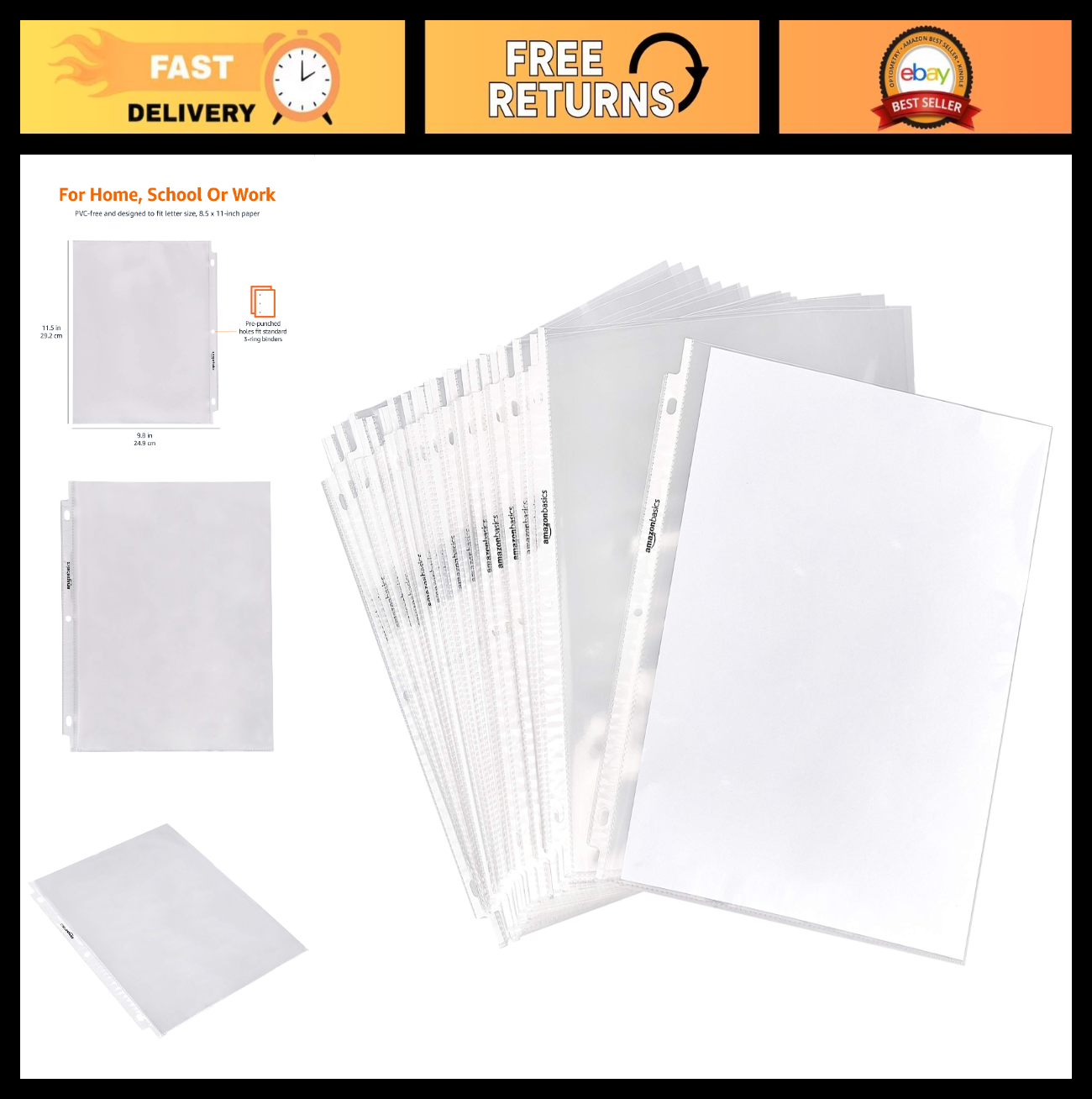 Clear Plastic Sheet Protectors for 3 Ring Binders, Top Loading, 1200 Pack0