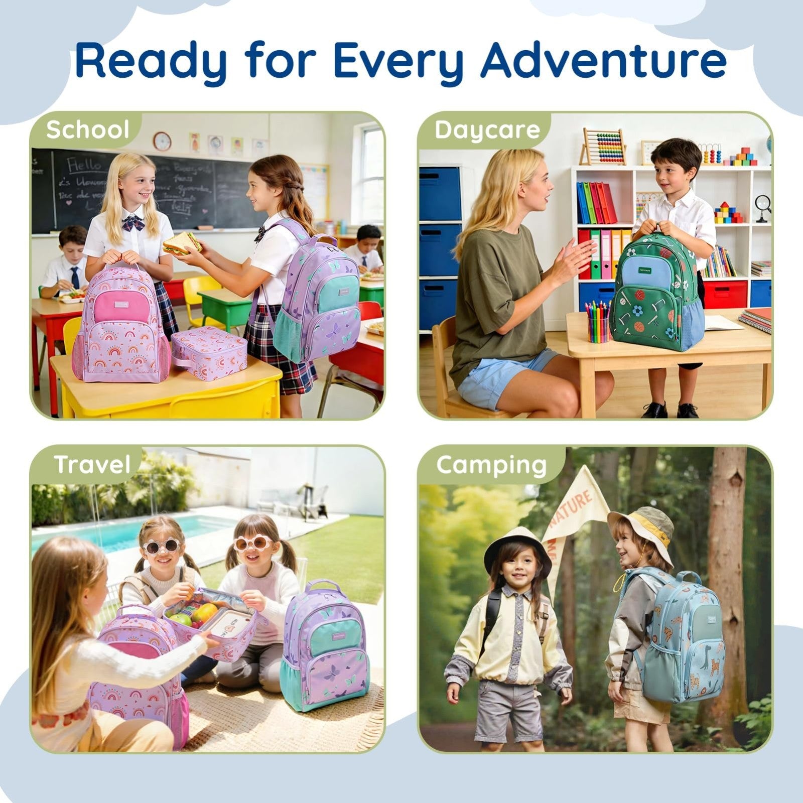 Kids Backpack Set for Kindergarten, 3-Piece School Bag with Lunch Box & Pencil C6