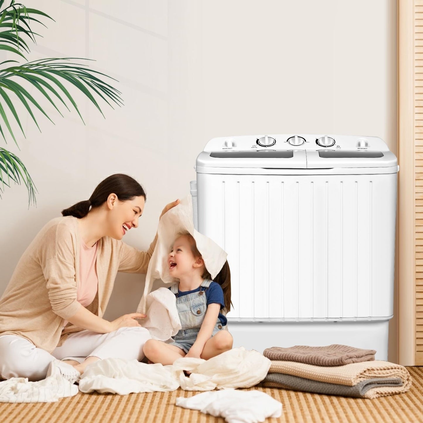Portable Washing Machine 20lbs Twin Tub Washer & Spinner Combo Mini Compact for7