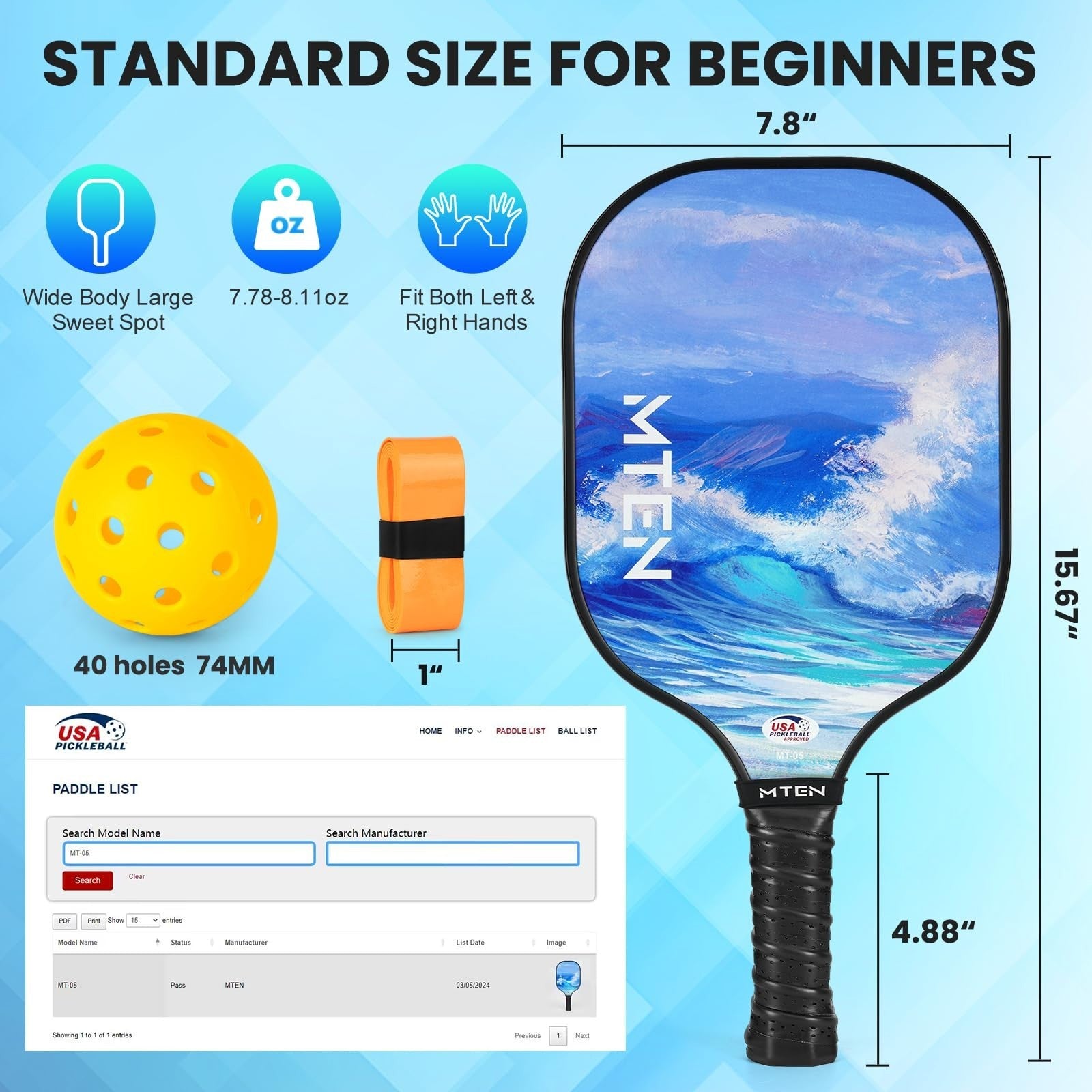 Pickleball Paddle Set of 2/4/1 - USAPA Approved Fiberglass Rackets, Lightweight4
