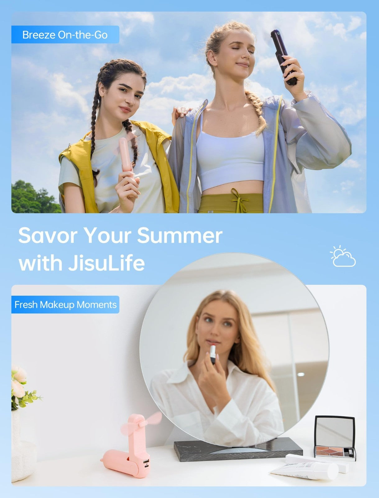3 in 1 Portable Fan with Power Bank & Flashlight | 19H Cooling, USB Rechargeable5