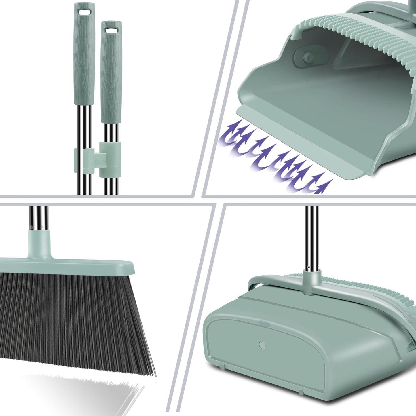 Large Broom and Dustpan Set with Long Handle - Ideal for Indoor/Outdoor Use3