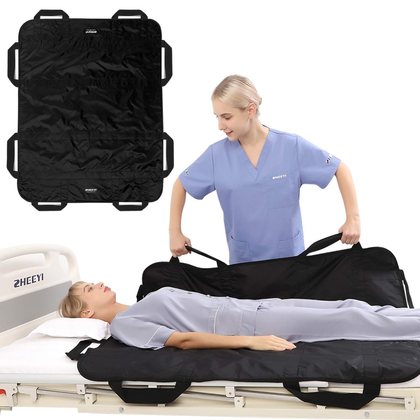 Bed Positioning Pad with Handles 48"x40"   Lifting Turning Patient Transfer Blan1