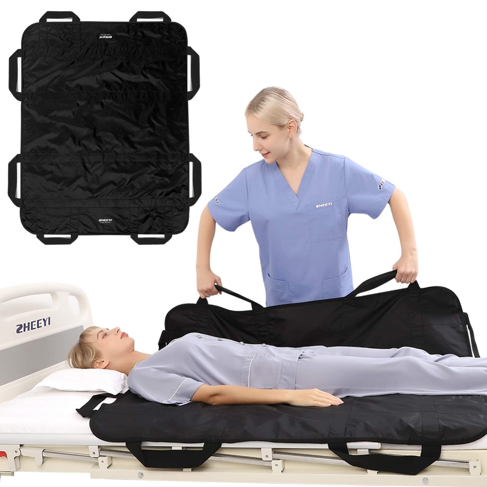 Bed Positioning Pad with Handles 48"x40"   Lifting Turning Patient Transfer Blan1