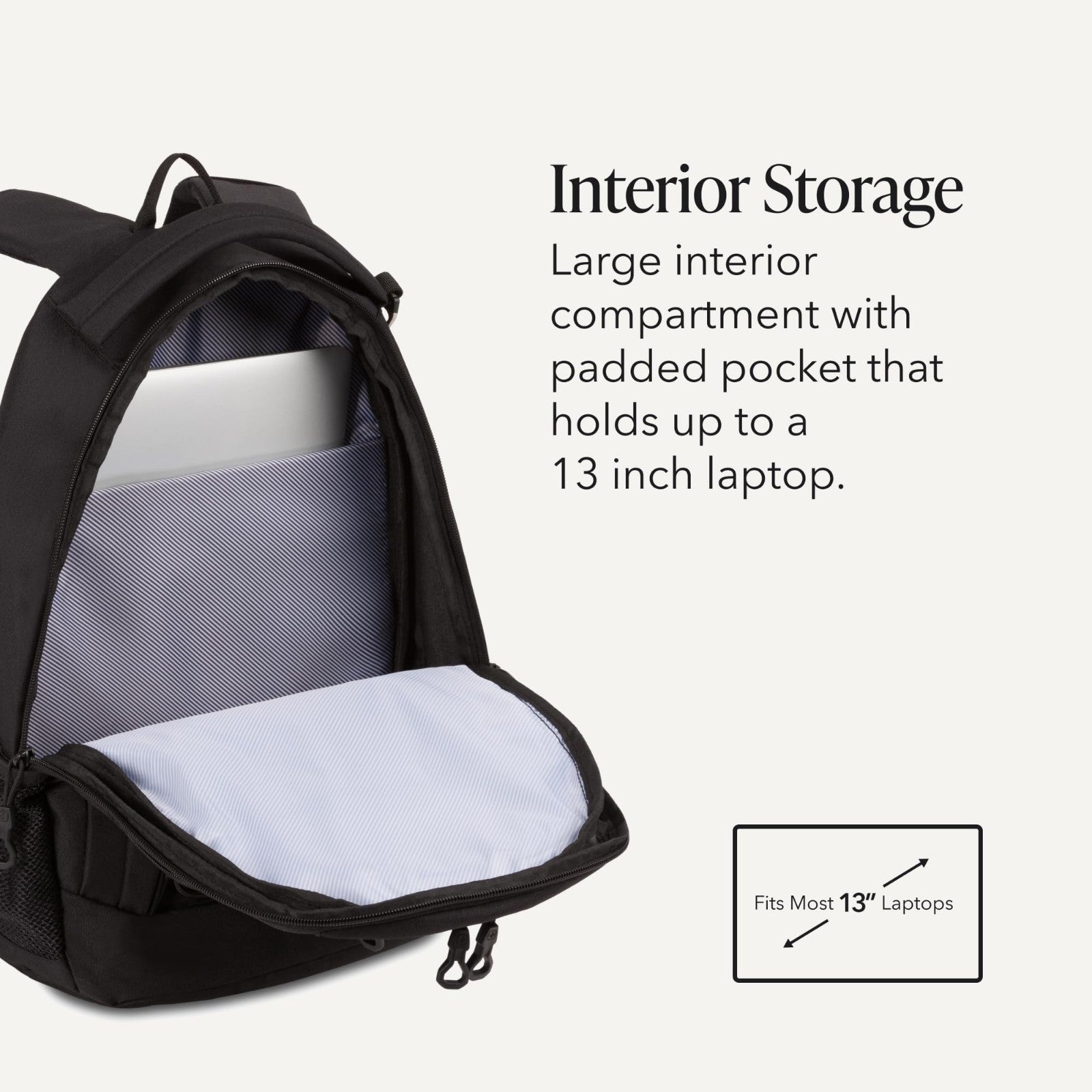 Durable Bungee Core Laptop Backpack for 13 Inch Laptops, Airflow Back Panel, 26L3