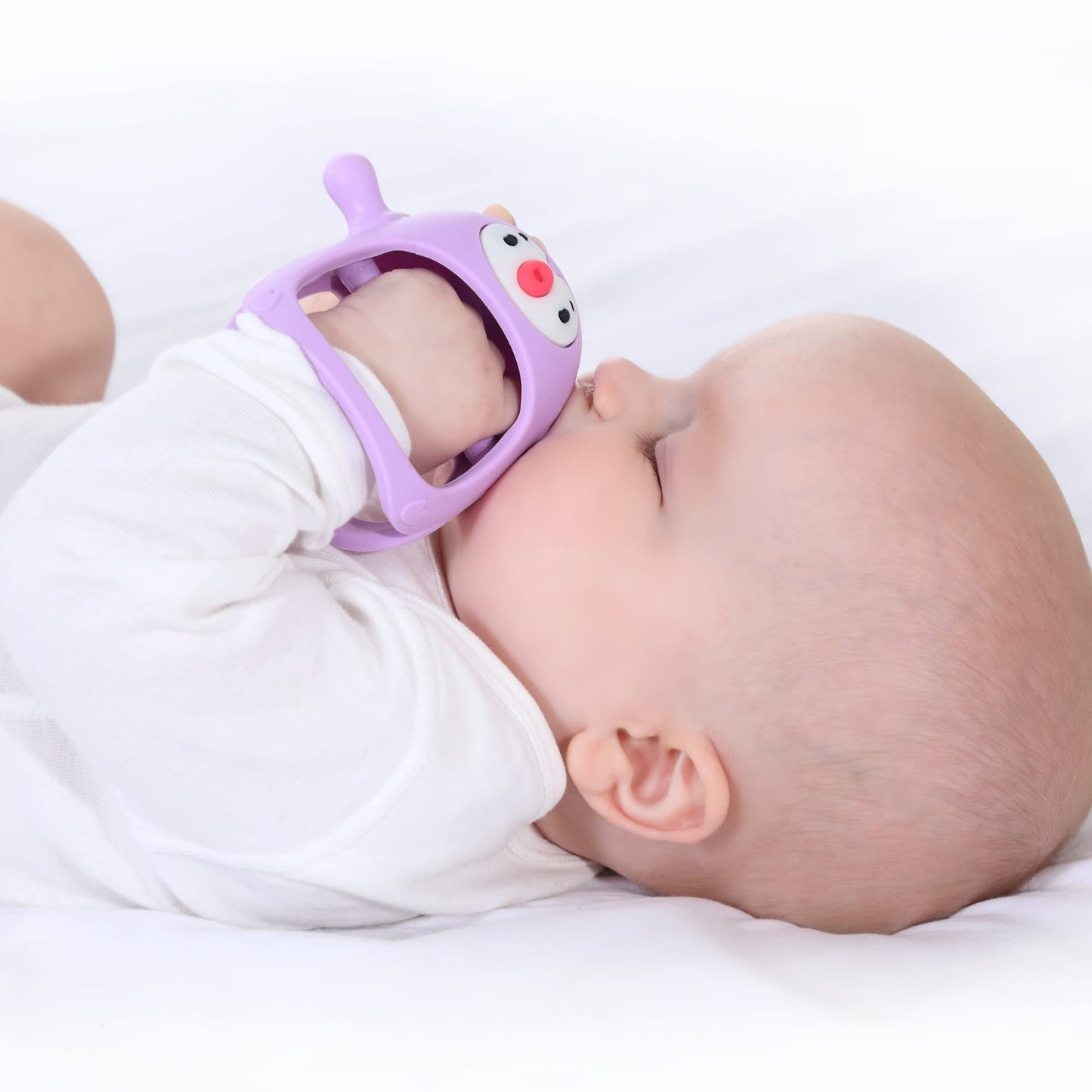 Silicone Baby Teething Toys, Soft Hand Teether for Infants 0 6 Months, Light Pur1