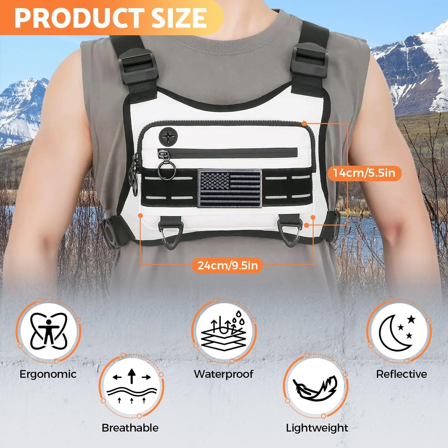 Lightweight Water-Resistant Chest Pack for Men & Women - Running Vest with Phone4