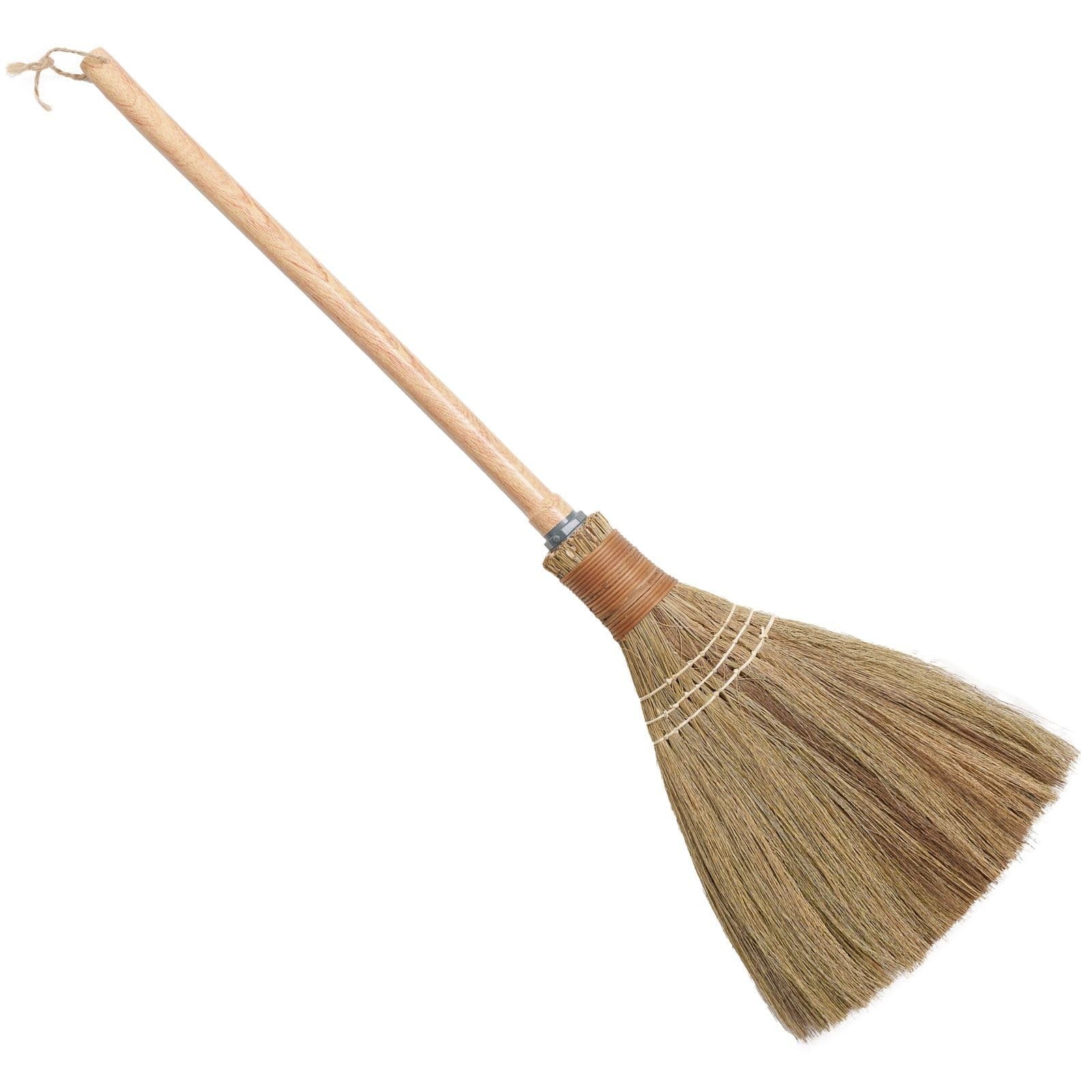 Natural Handheld Broom - Vietnamese Straw Whisk for Indoor/Outdoor Cleaning - 9.1