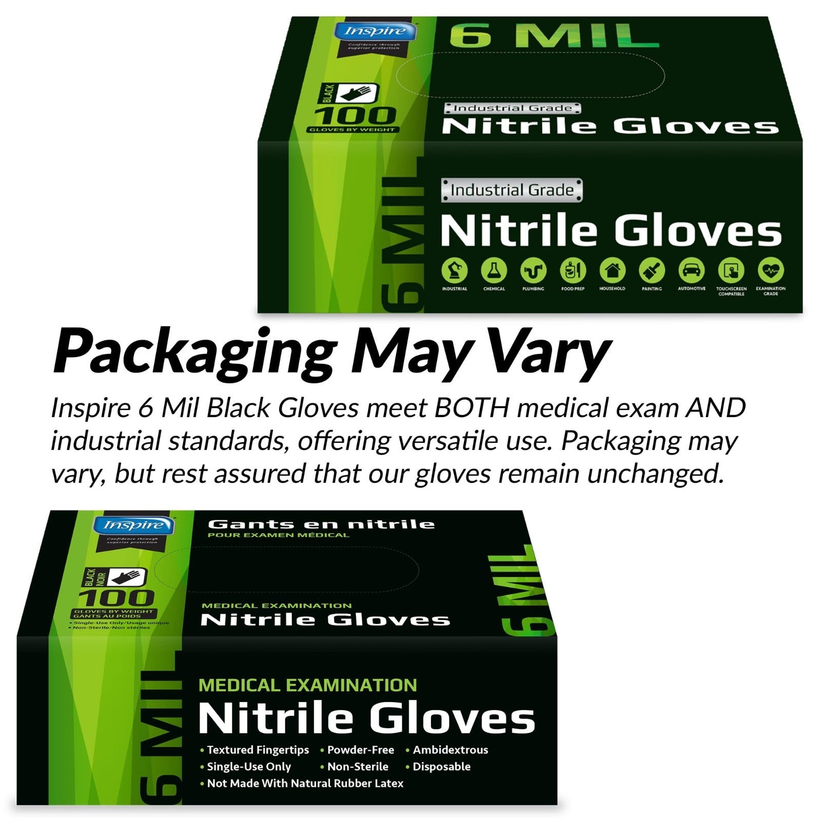 Heavy Duty Black Nitrile Gloves   6 Mil, Chemical Resistant, Disposable, Medical5