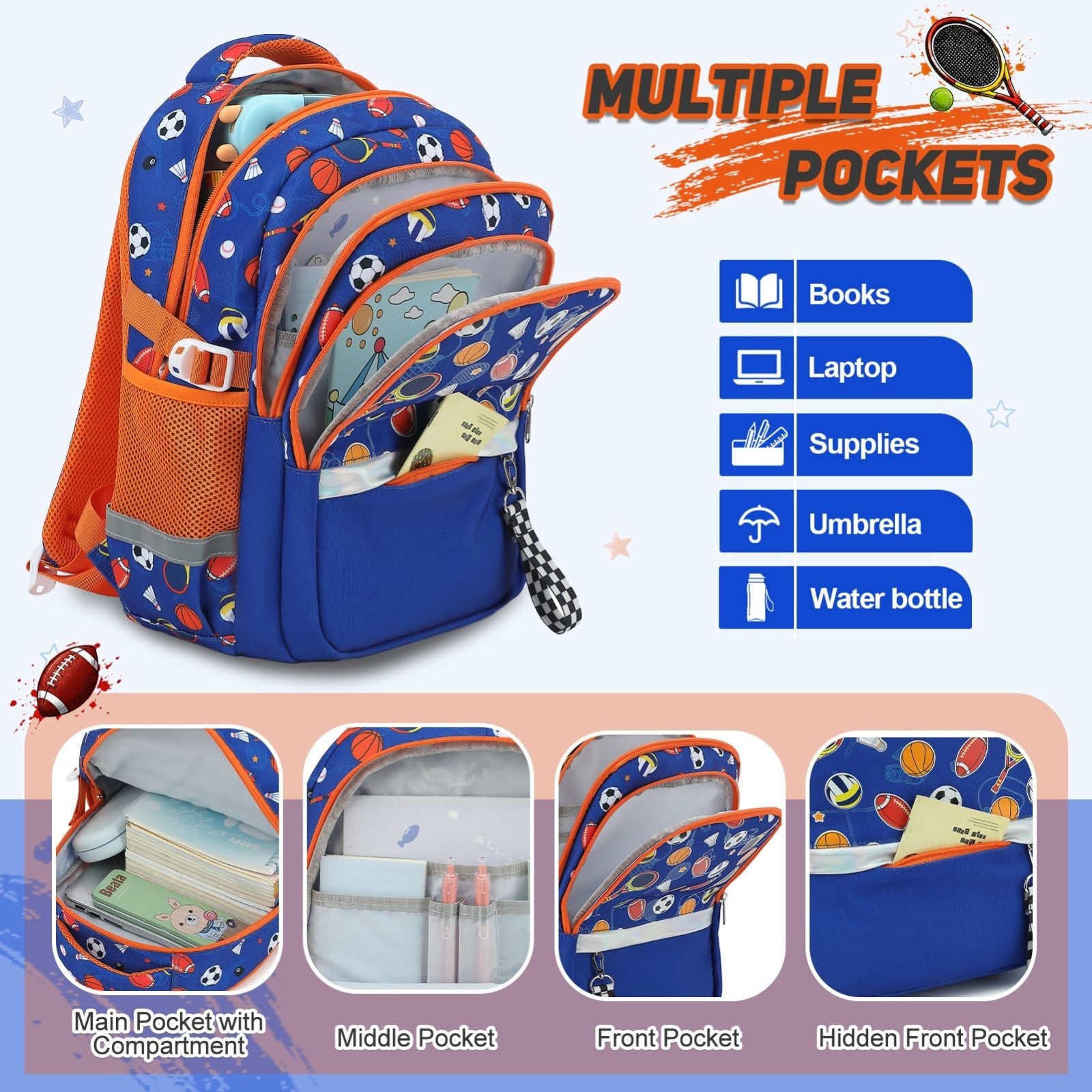 Luminous Boys Backpack Set   3PCS with Lunch Box & Pencil Case, School Gear3