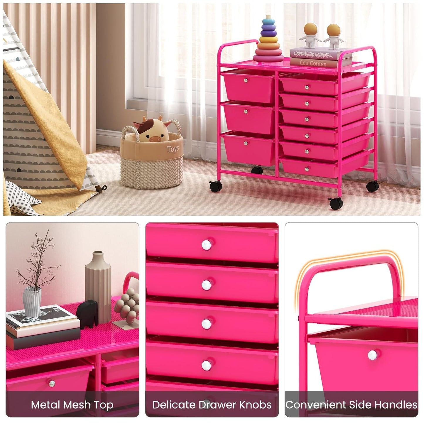 9 Drawer Rolling Storage Cart   Mobile Utility Cart with Wheels for Craft & Art5