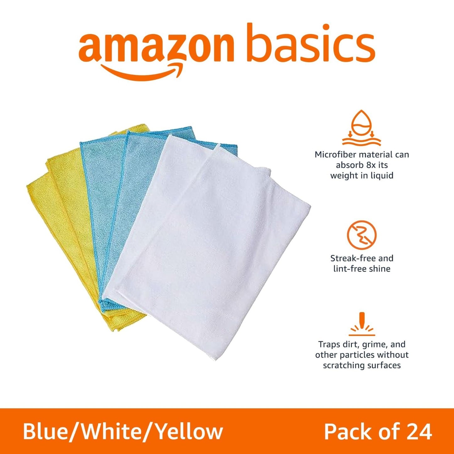 Ultra Absorbent Microfiber Cleaning Cloths   Lint Free, Streak Free, Reusable, 22