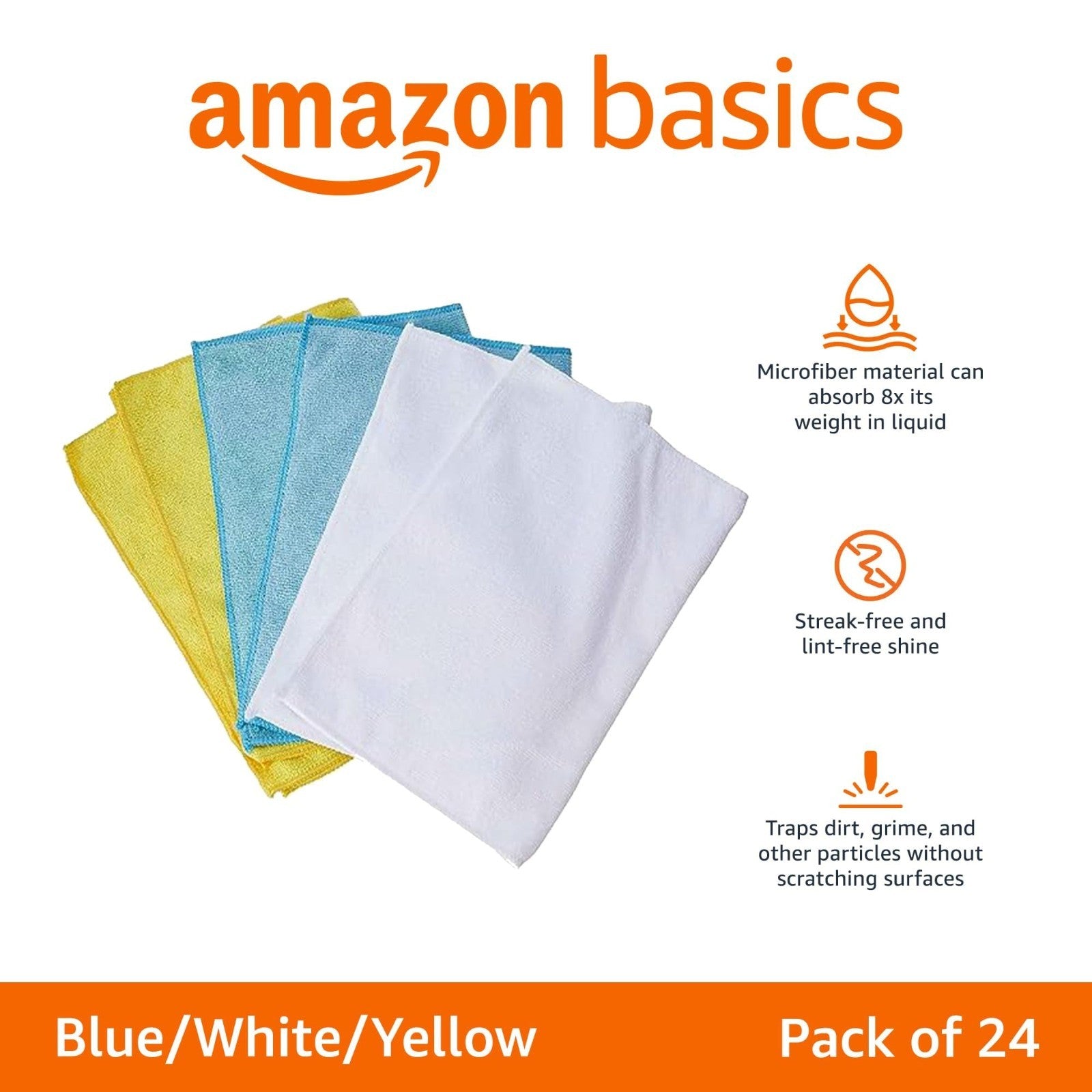 Ultra Absorbent Microfiber Cleaning Cloths   Lint Free, Streak Free, Reusable, 22