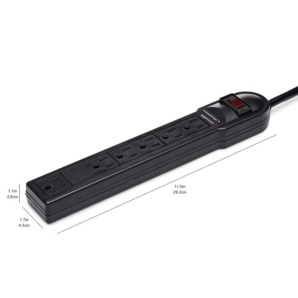 6 Outlet Surge Protector Power Strip, 790 Joules, Circuit Breaker, 6ft Cord, LED4
