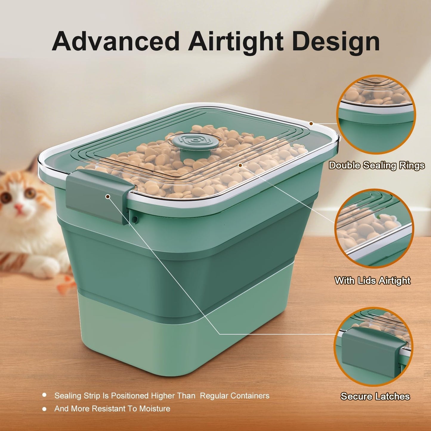 Collapsible Dog Food Storage Container, 15 23 Lbs, Airtight, Wheels & Scoop, Tra6