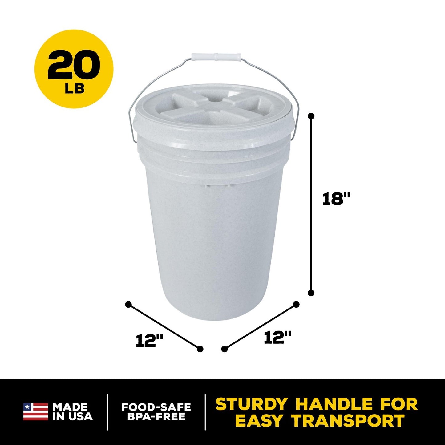 Dry Pet Food Storage Container, Airtight Dog Food Bin, 20 lb Capacity, Durable2