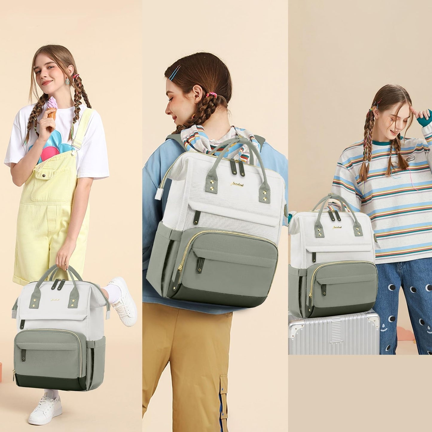 Stylish 15.6" Laptop Backpack for Women   Waterproof Travel Work Bag, Bookbag, P6