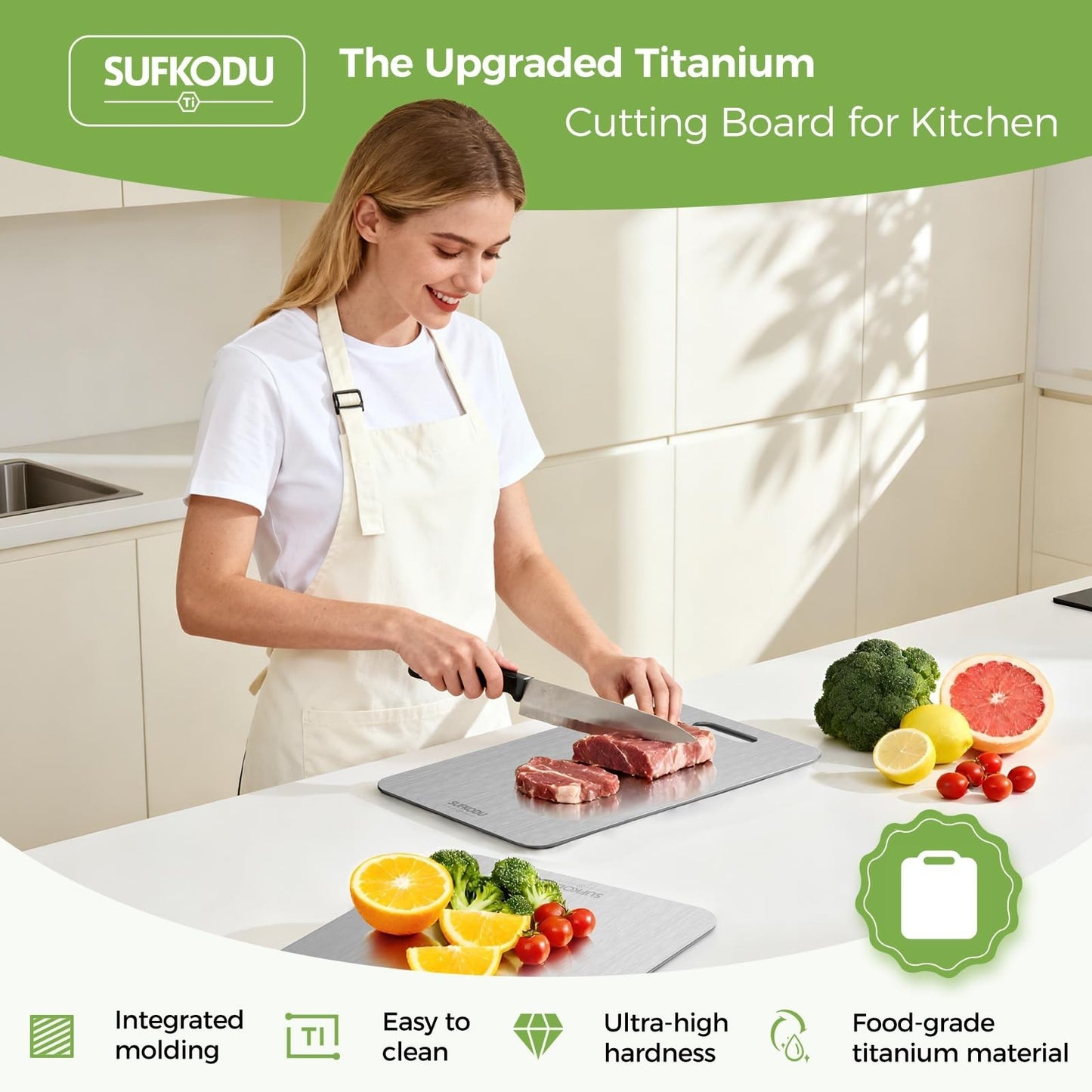 Set of 3 Double Sided Titanium Cutting Boards   Non Toxic, Dishwasher Safe, Idea2