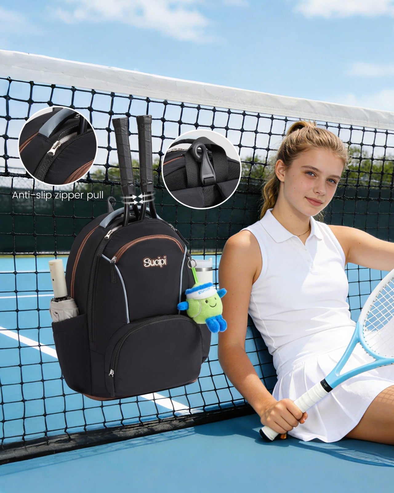Optimized eBay Title: "Large Tennis Backpack for Women - Holds 2 Rackets, Vent2